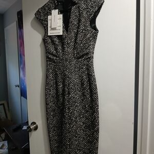 NWT Karen Millen Black and White Patterned Midi Dress